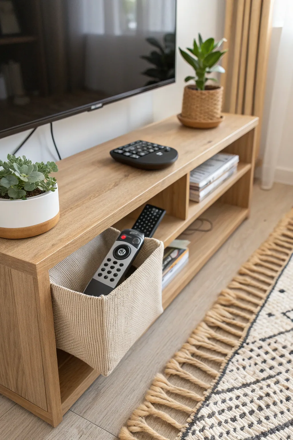Sleek and smart: Keep your space clutter-free with this under-shelf remote holder!