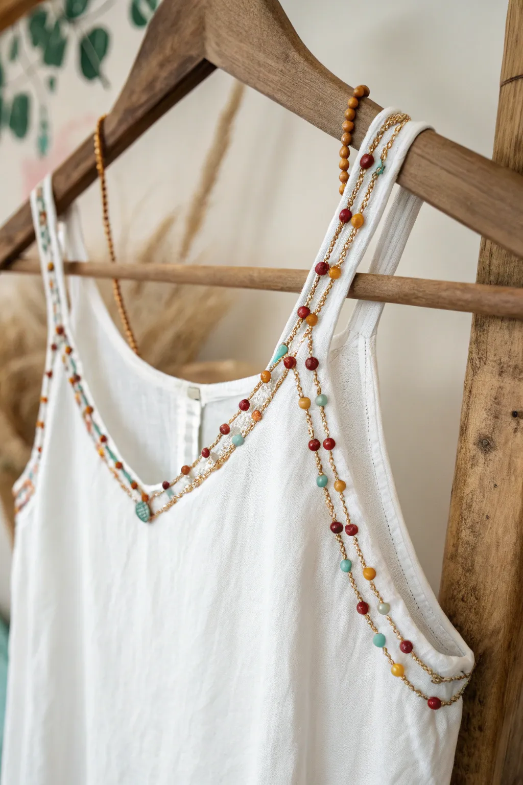 Elevate your basics with bohemian beaded straps for a touch of effortless glamor.