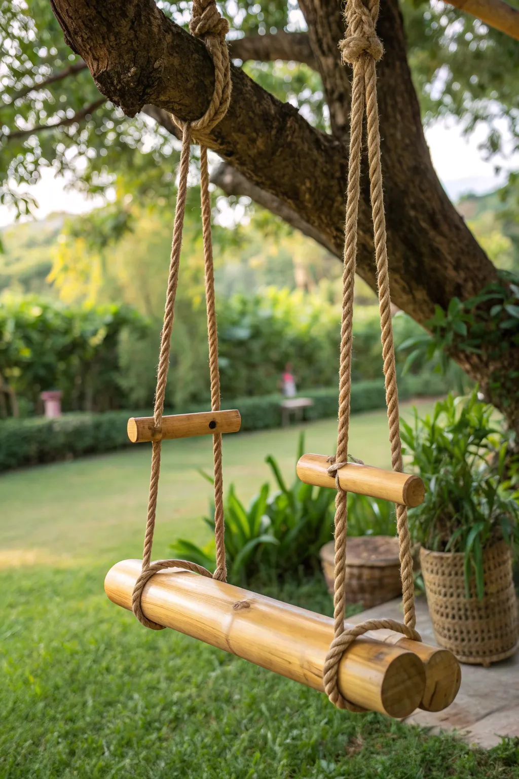 Embrace the simplicity of nature with a DIY bamboo swing, the perfect blend of sustainable style and outdoor serenity.