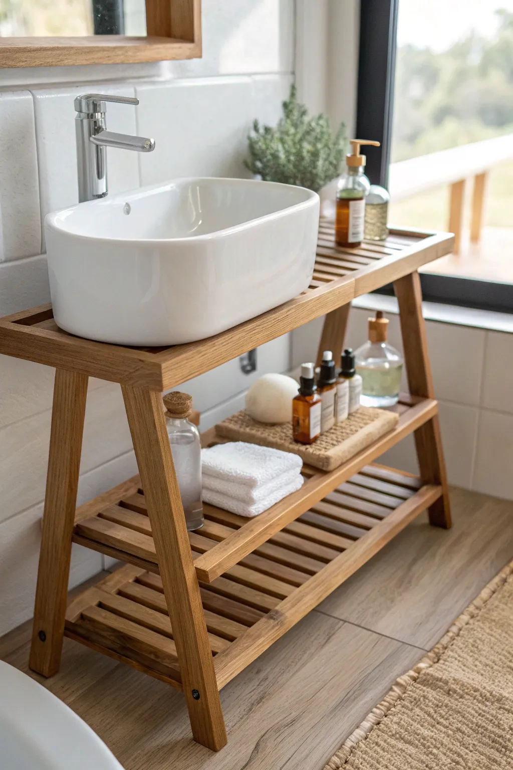 Elevate your bathroom storage with Scandinavian-inspired adjustable shelving—perfect for a chic and organized space!