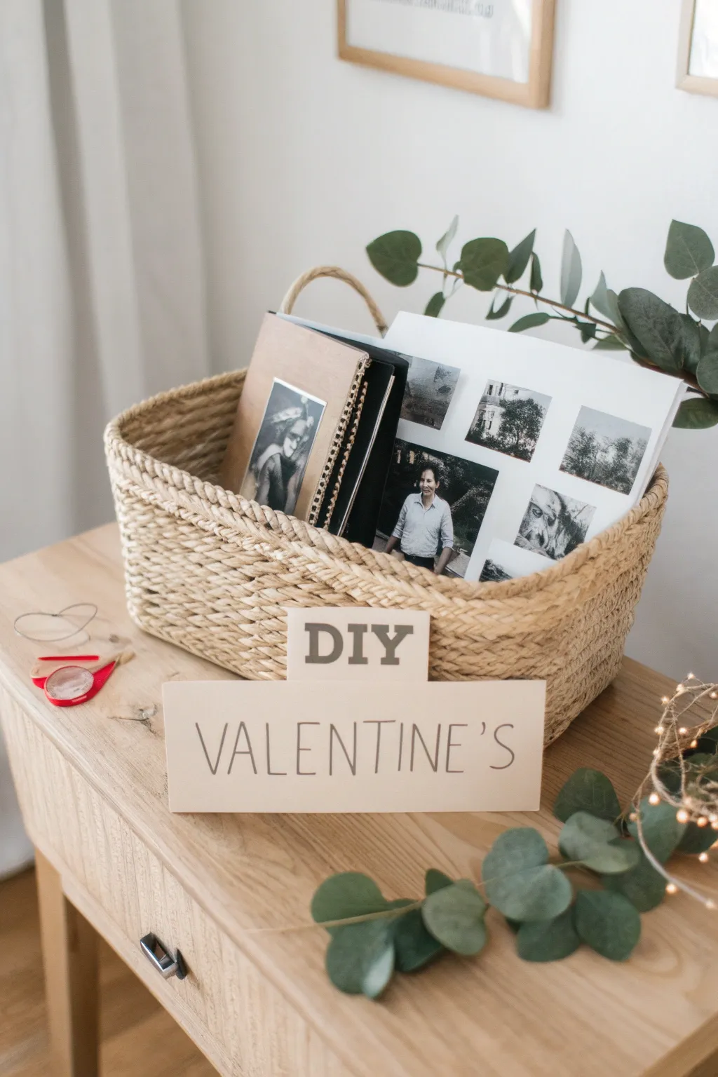 Craft a heartfelt journey with a Memory Lane Basket, perfect for a minimalist Valentine's Day.