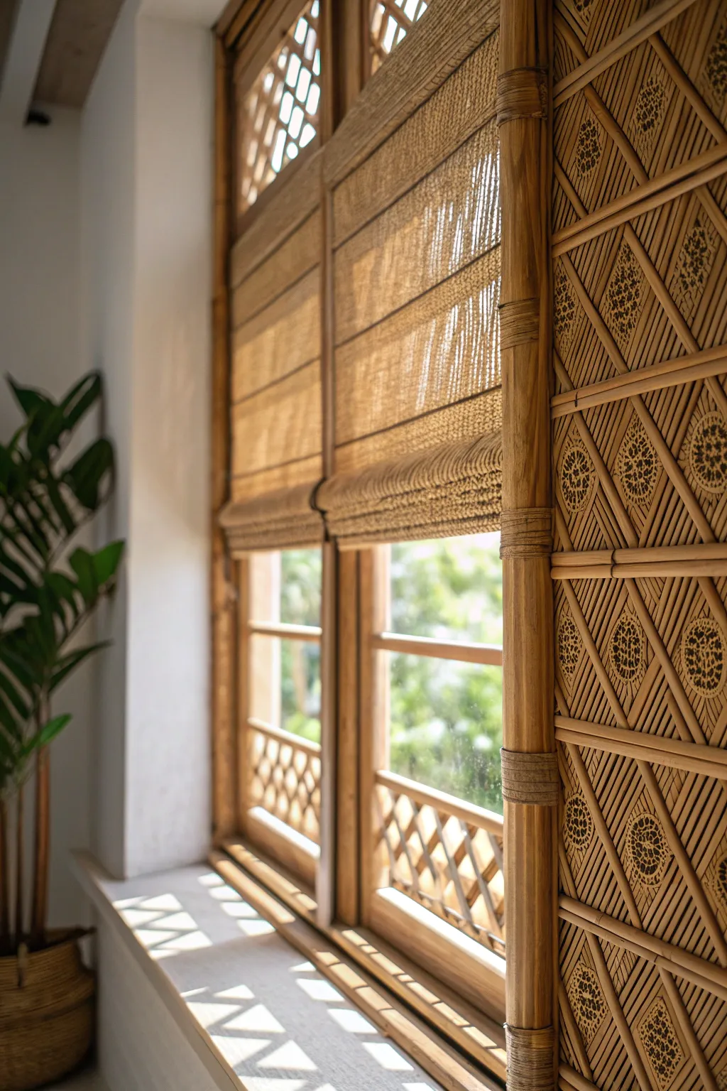 Bring tranquility to your space with handcrafted bamboo shutters.