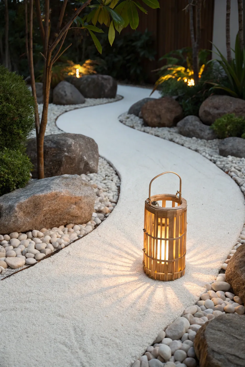Illuminate your zen garden with handcrafted elegance: embrace tranquility with natural bamboo solar lighting.