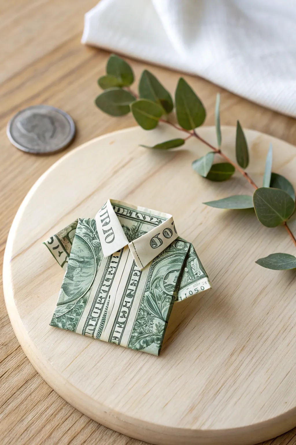 Craft a charming origami shirt from a dollar bill—perfect for adding a personal touch to any gift!