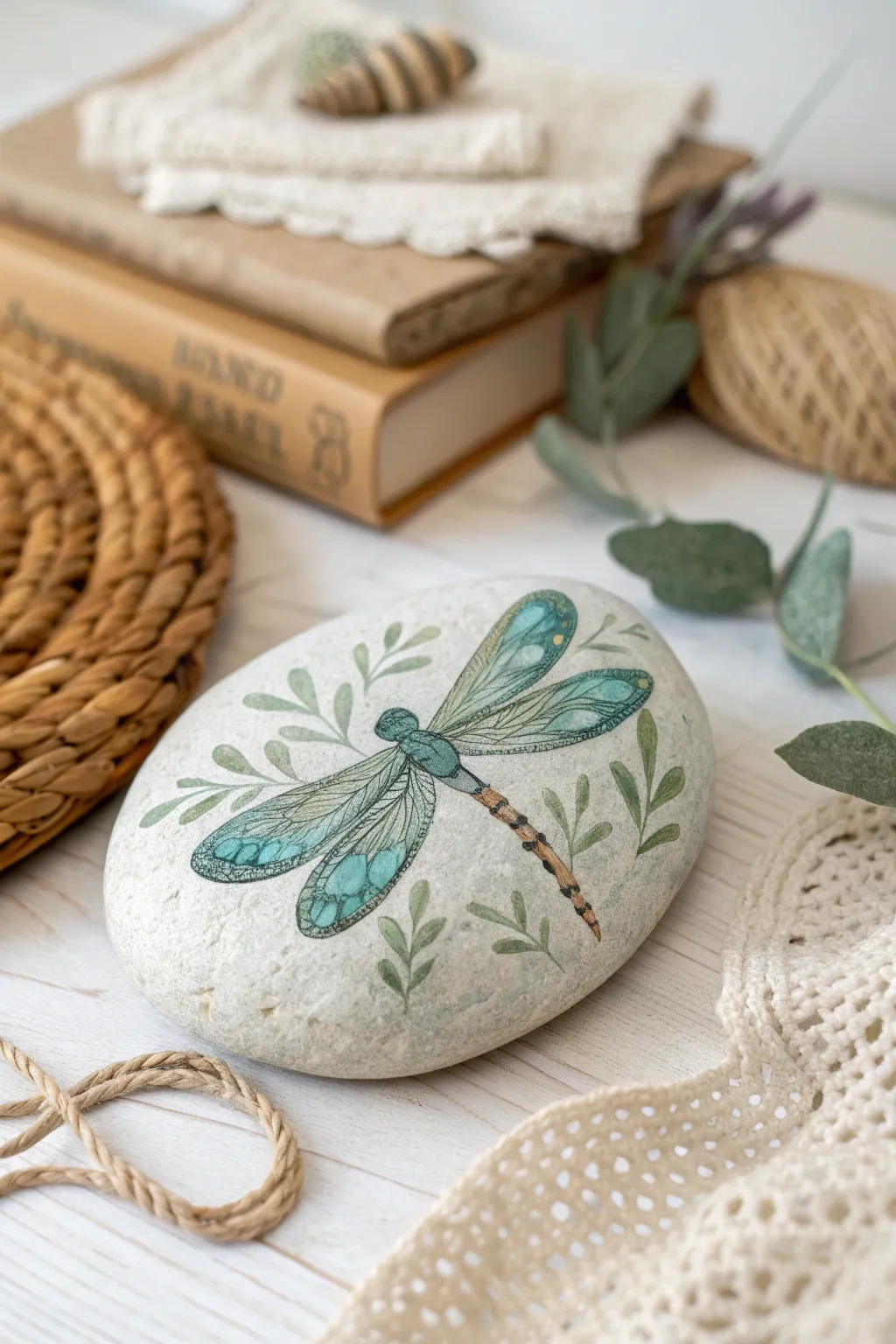 Embrace natural beauty with intricately painted dragonfly rocks, where nature meets artistry.