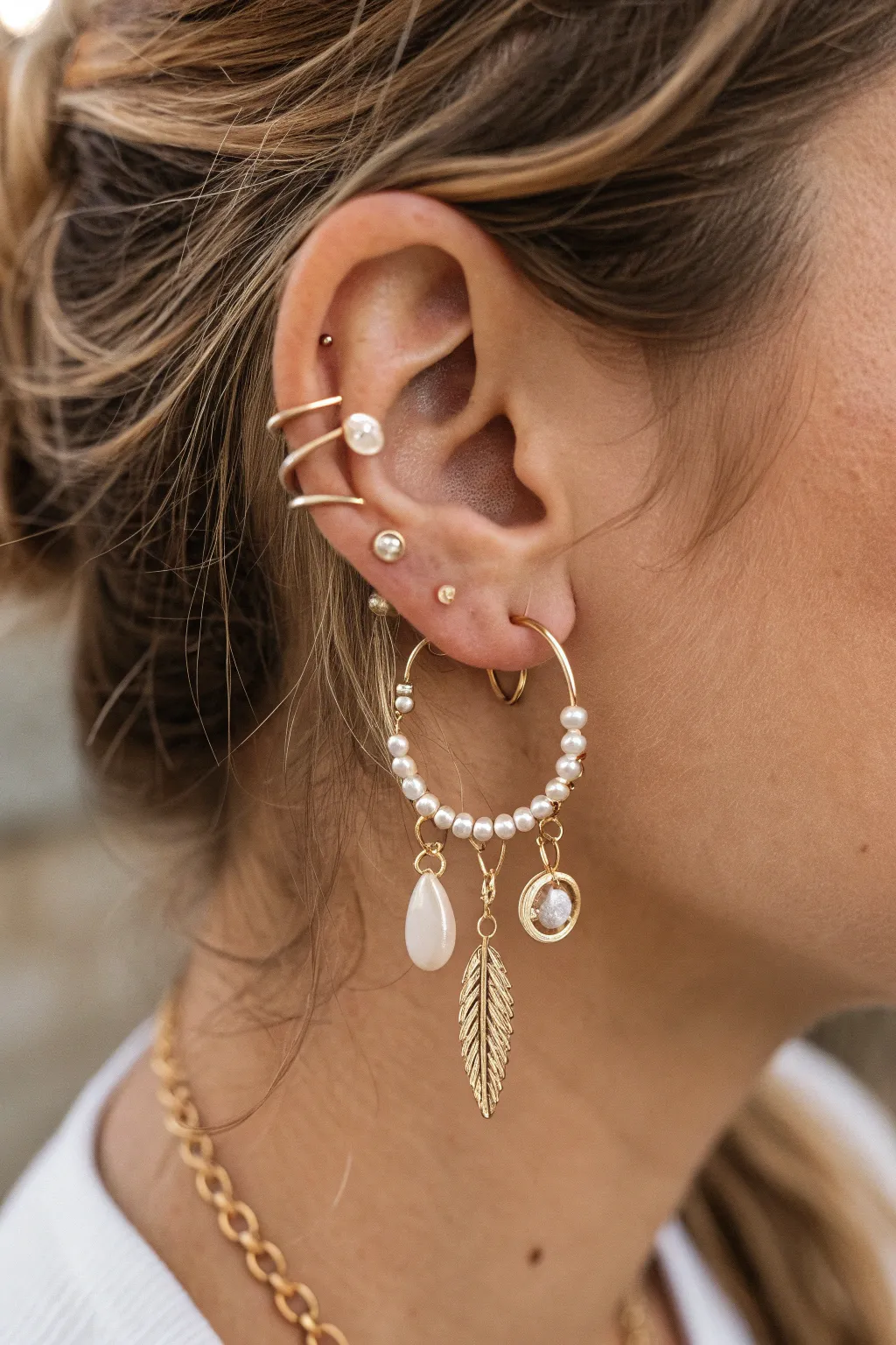 Embrace Monochrome Magic: Elevate your ear party with a sophisticated single color palette.