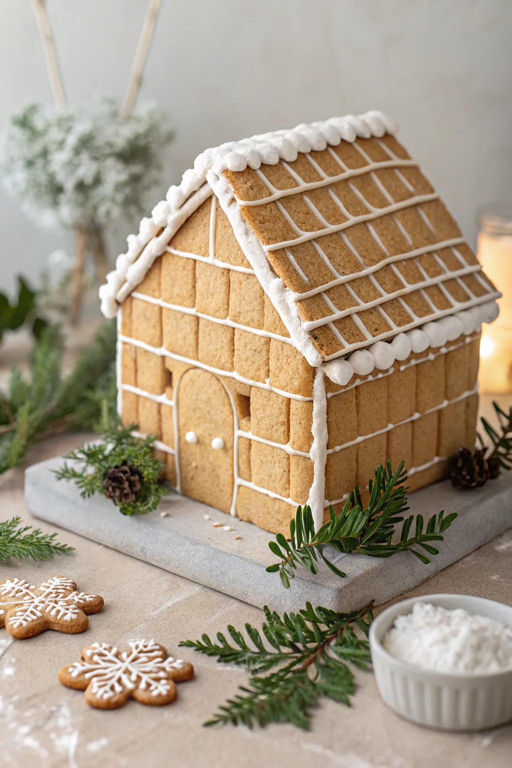 Craft your own cozy gingerbread retreat with these charming cookie brick walls!