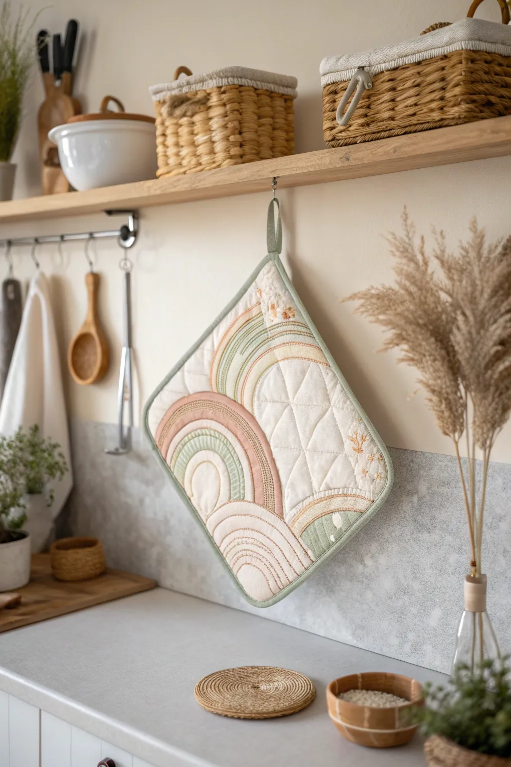 Add a personal touch to the kitchen with these charming, hand-painted pot holders—perfect for Mother's Day!