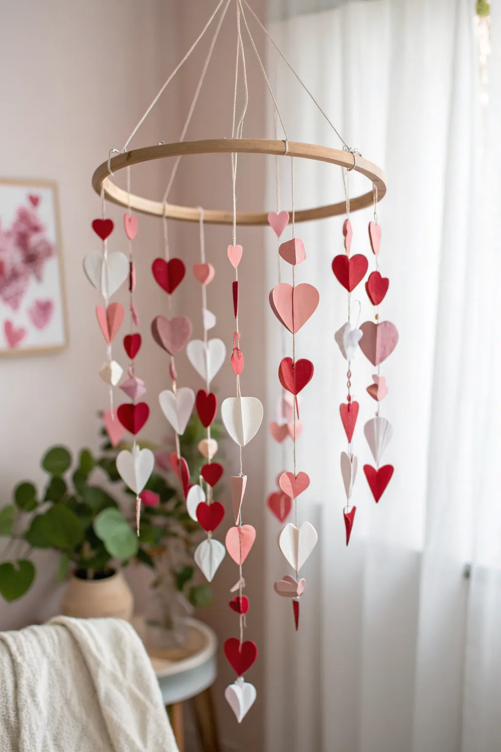 Elegance Meets Craft: A Valentine's Day mobile that delights with its simplicity and charm.