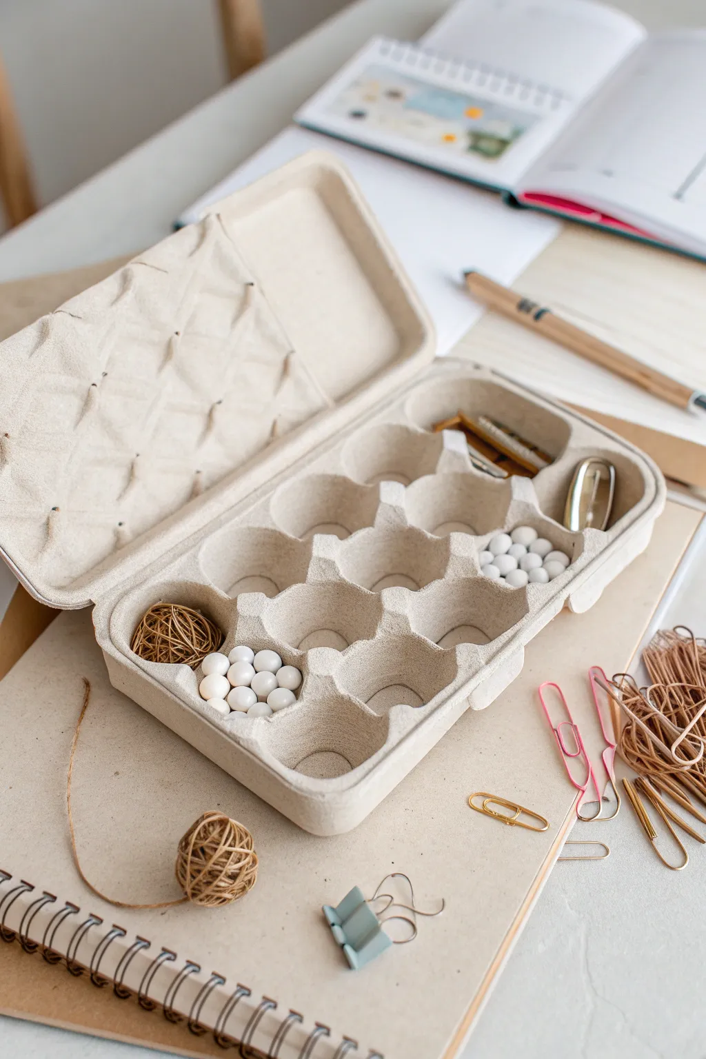 Transform your desk drawer with this simple, chic egg carton organizer!