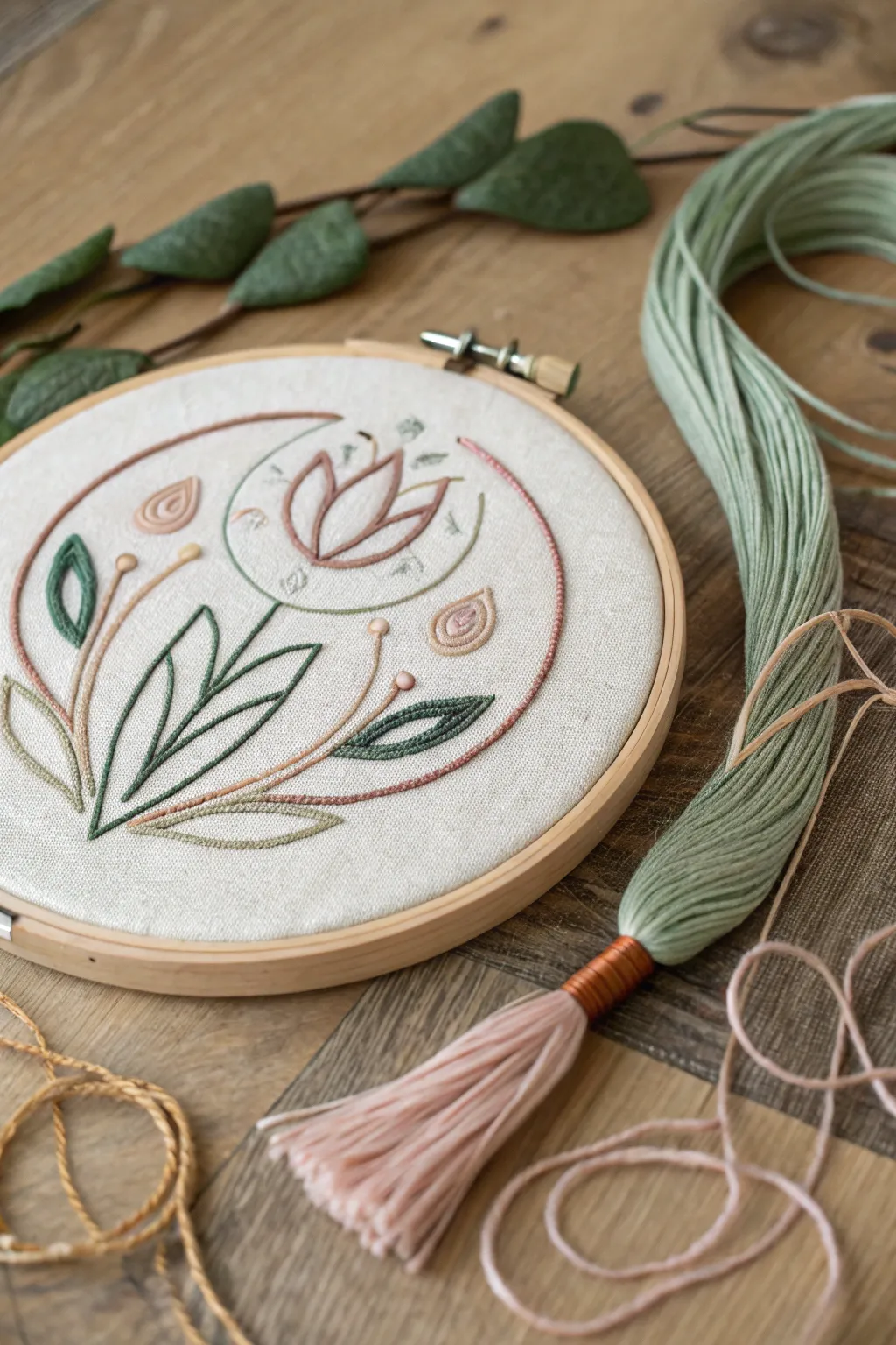 Embrace the elegance of abstract embroidery art—where minimalism meets boho charm.