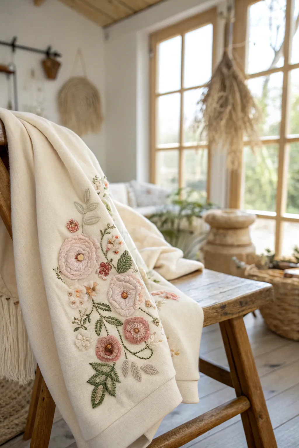 Elevate your style with appliqué accents—where craftsmanship meets natural beauty. 🌸✨