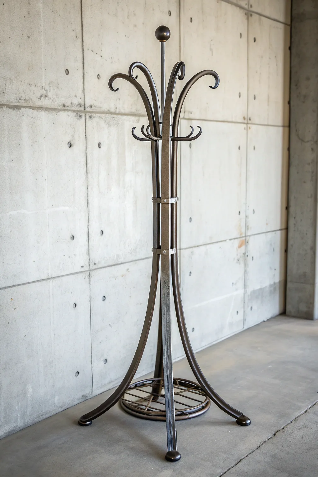Elevate your entryway with industrial elegance: A handcrafted welded metal coat rack, where form meets function.