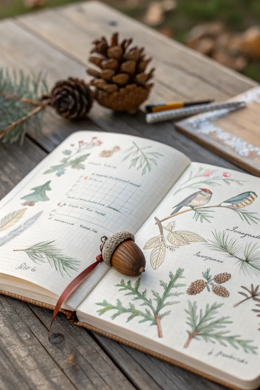 Capture the essence of fall with a nature-inspired bullet journal spread that celebrates the beauty of the outdoors. 🍂✨