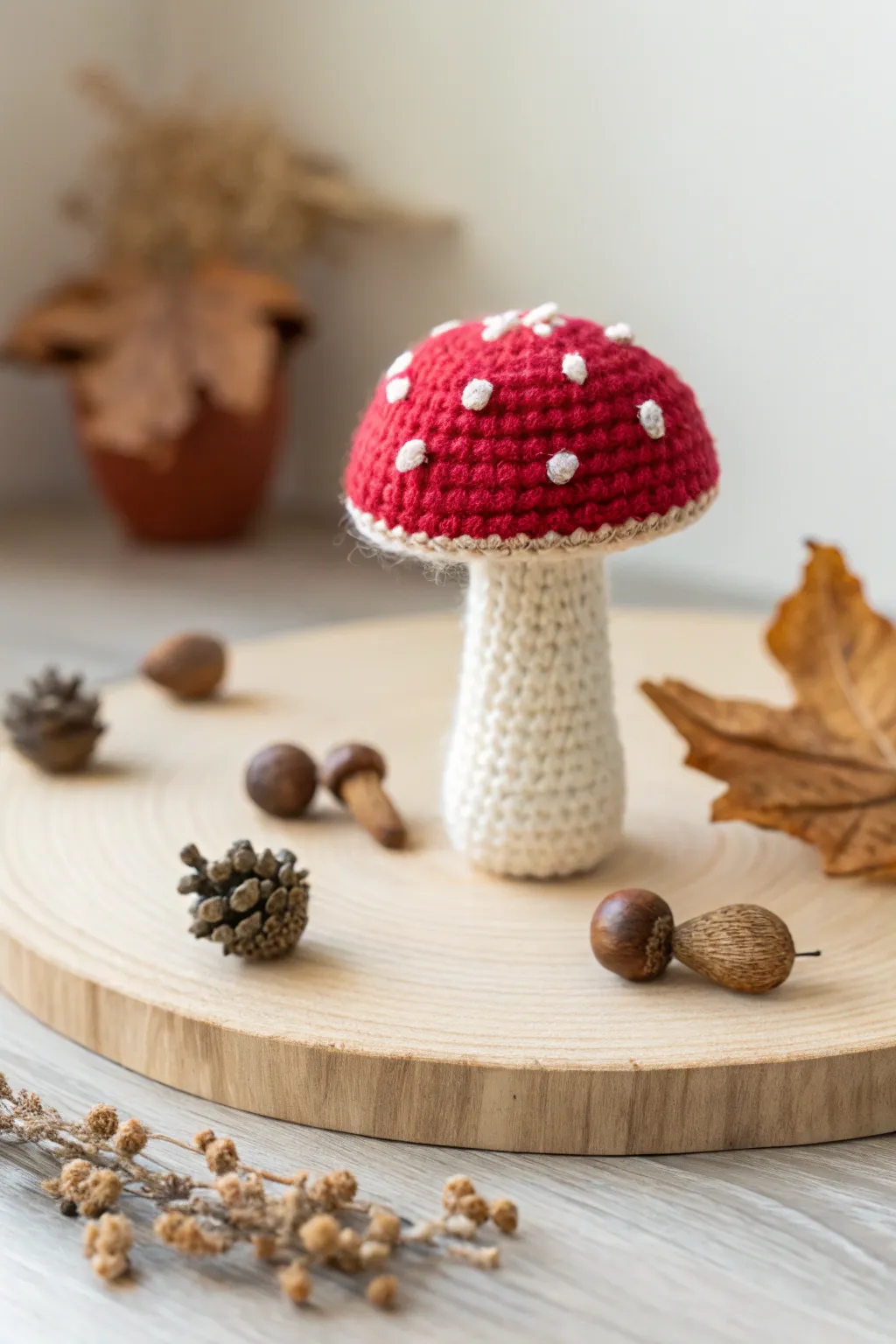 Embrace the season with a handcrafted crochet mushroom amigurumi—an autumnal delight for your decor.