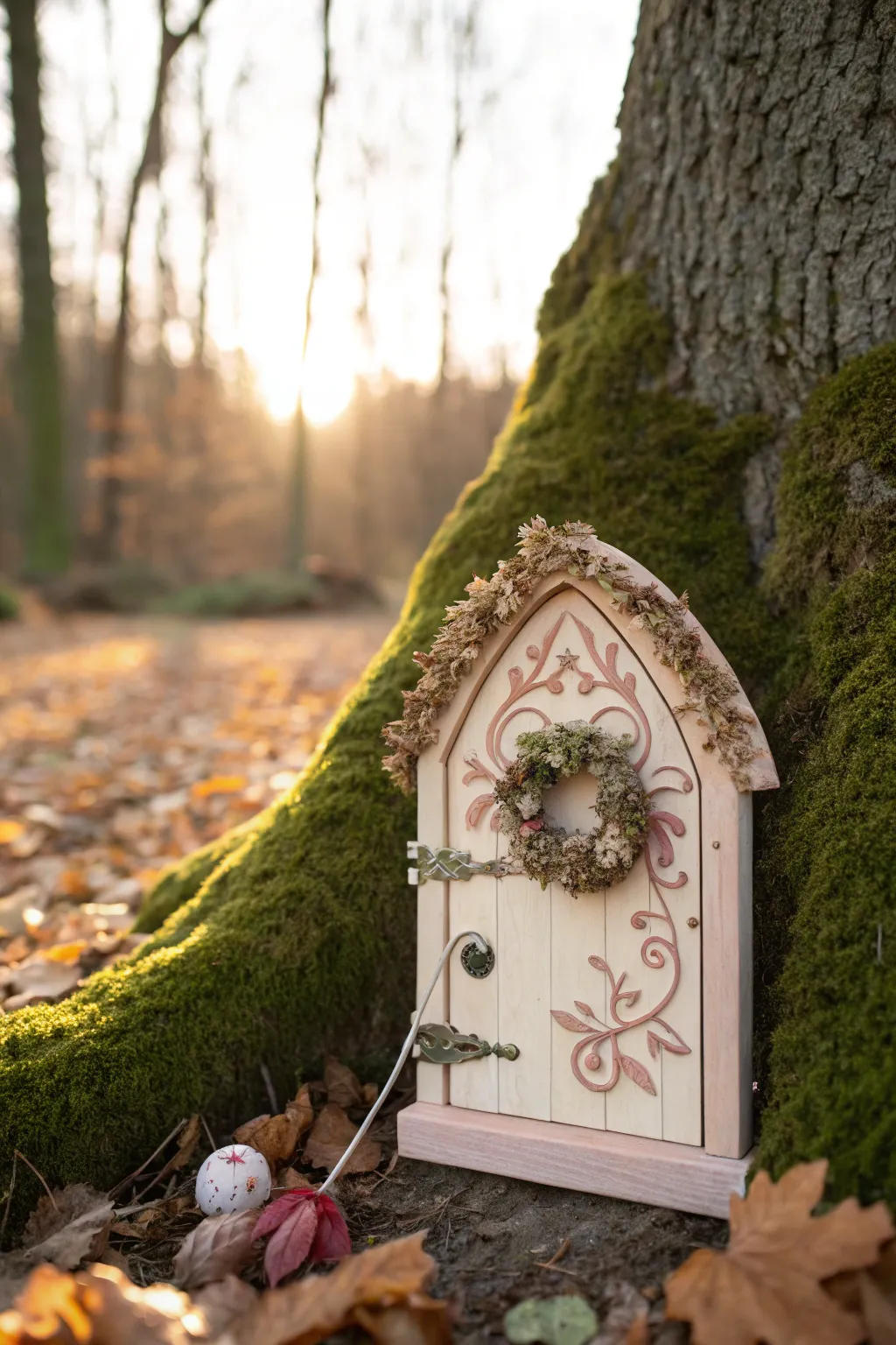 Unlock the magic of autumn with enchanting wood fairy doors that add a whimsical charm to your garden.