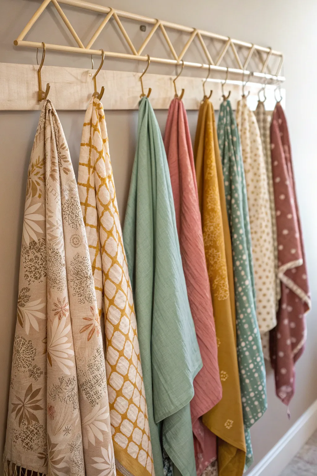 Elevate your fabric storage with cascading hangers for a chic, space-saving solution.