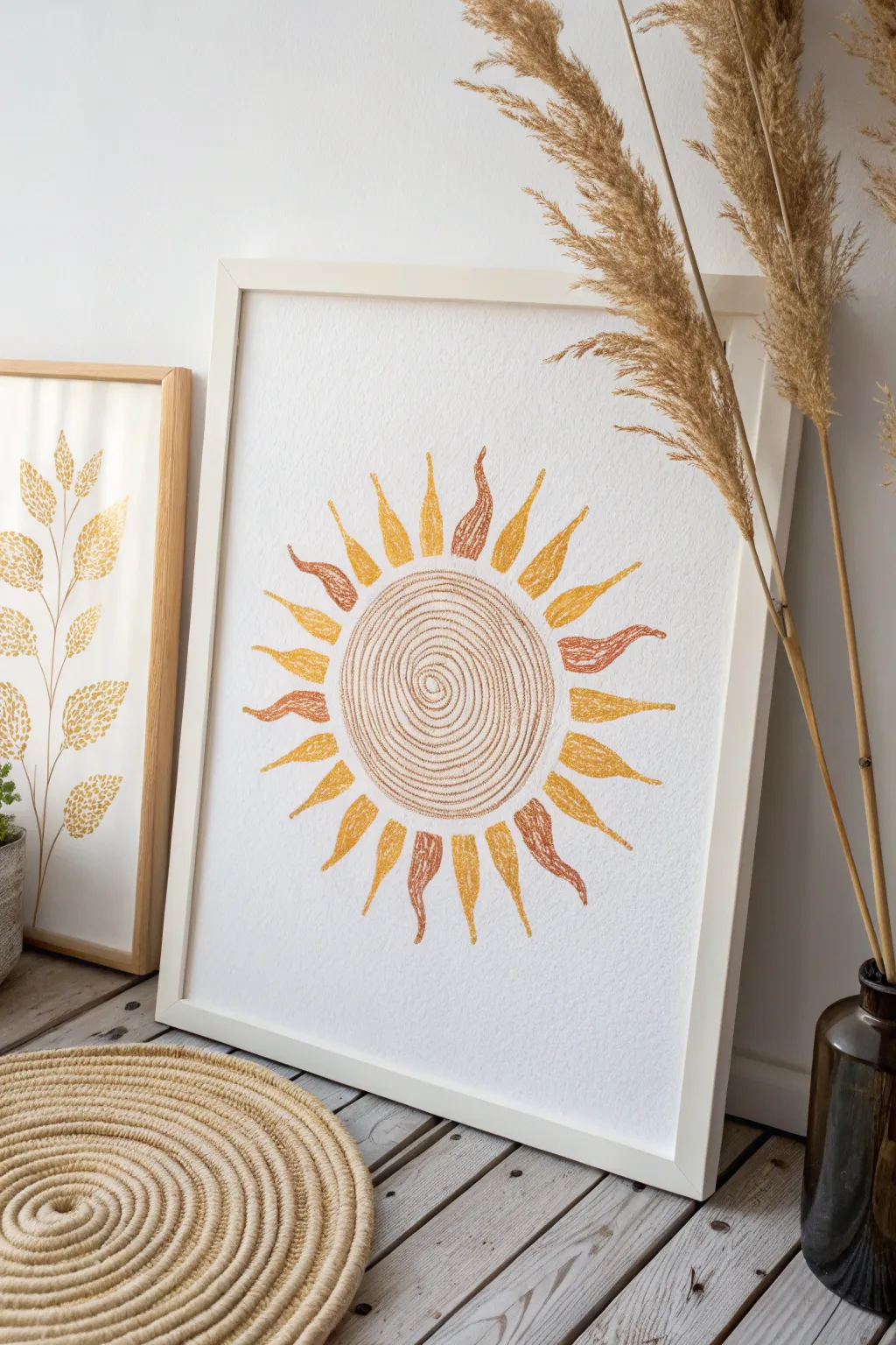 Illuminate your space with a handcrafted fingerprint sun, where simplicity meets natural elegance.