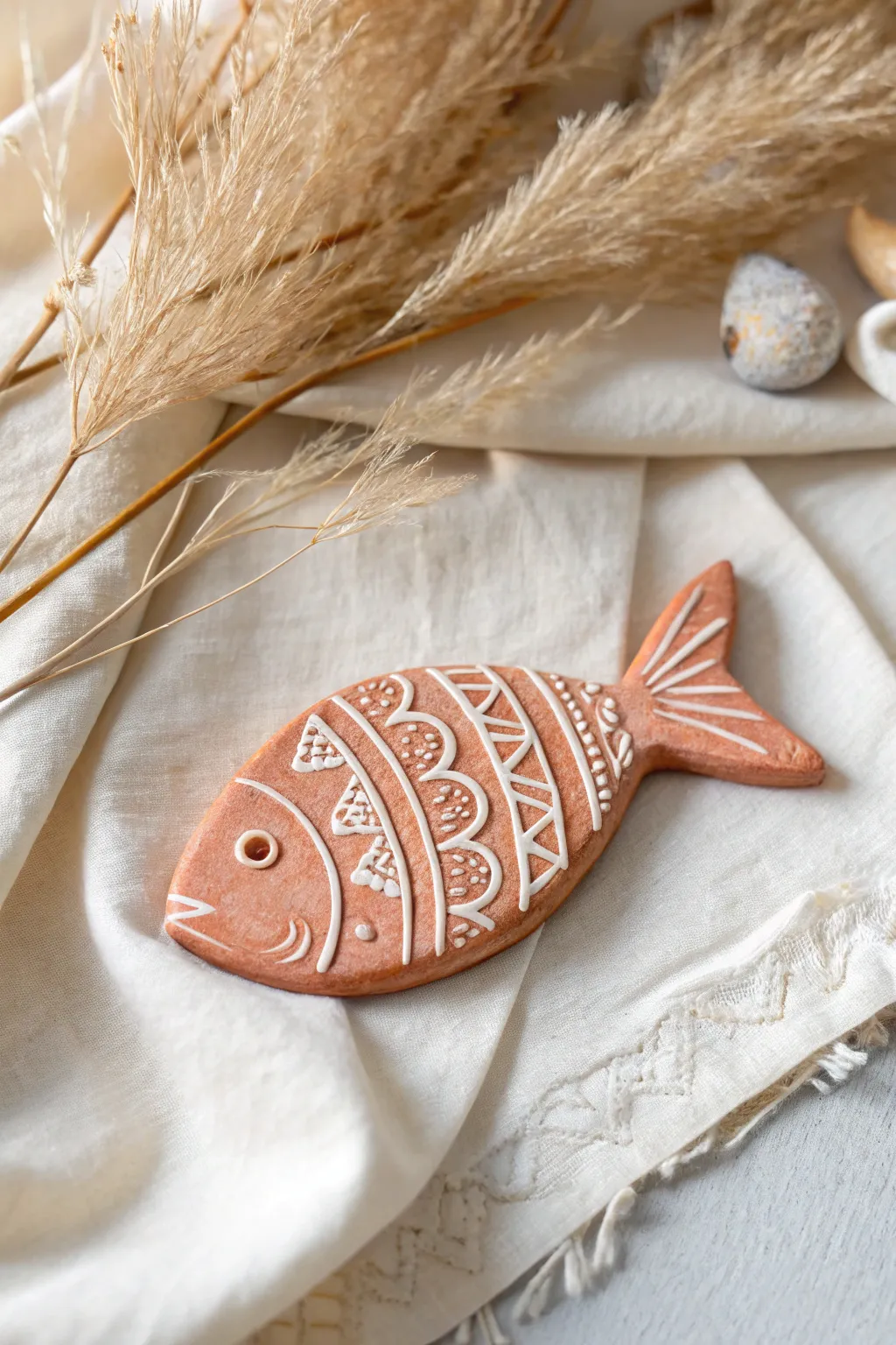 Elevate your kitchen decor with a touch of artful simplicity: handcrafted clay fish magnets.