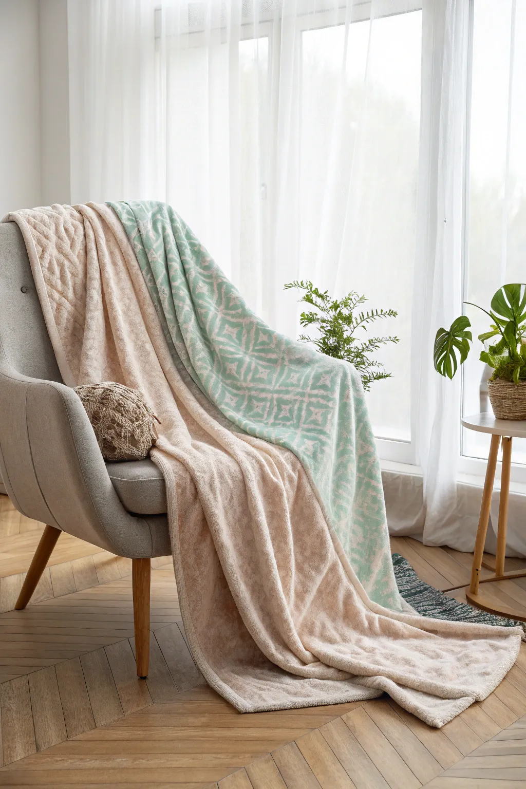 Double the style with a reversible fleece blanket that transforms your space with its dual design. Perfect for cozying up in Scandinavian simplicity!