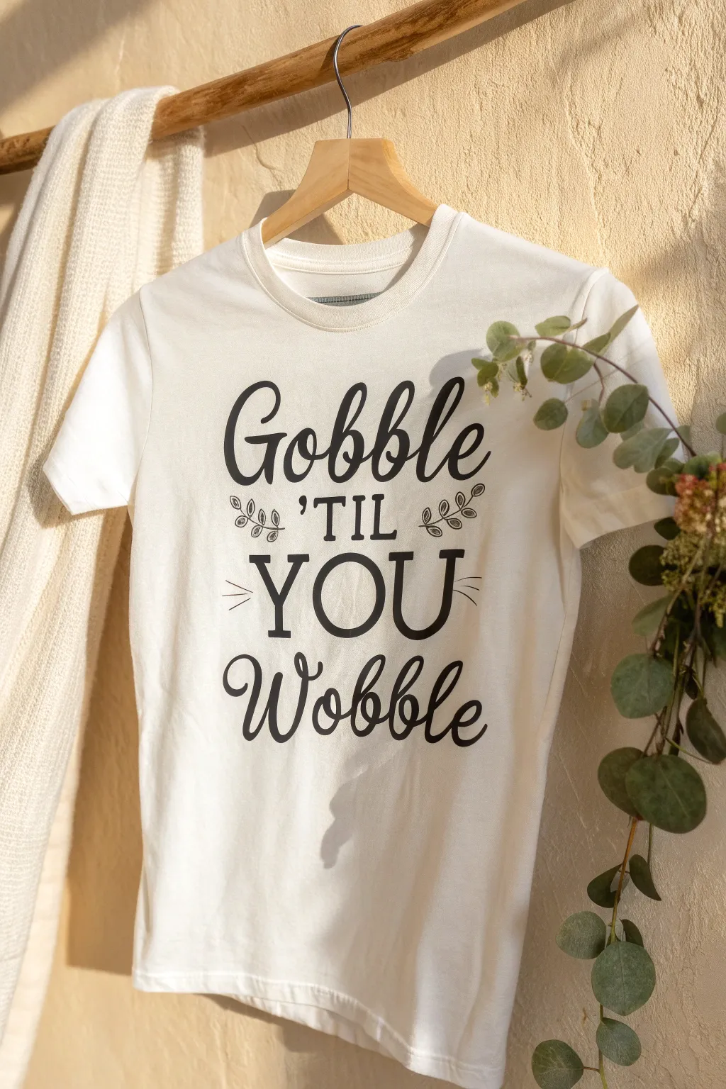 Add a dash of humor to your Friendsgiving with a silly slogan shirt, perfect for a cozy celebration!
