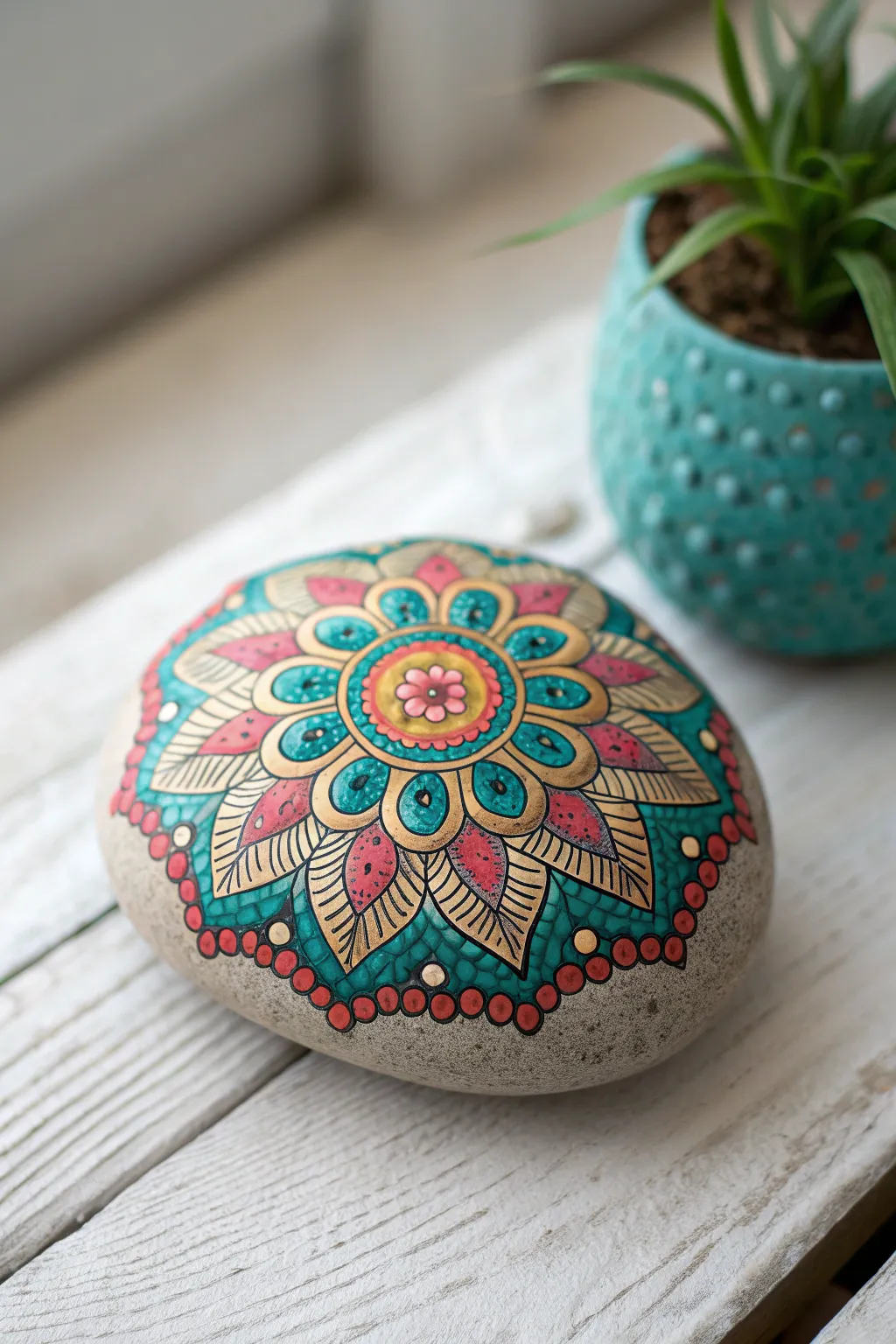 Transform nature's canvas into a vibrant masterpiece with hand-painted rocks.