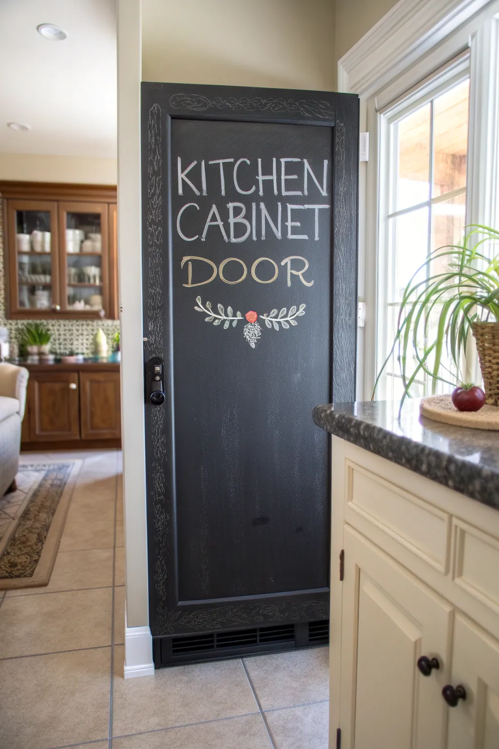Transform your kitchen space with a touch of chalkboard charm – perfect for notes and creativity!