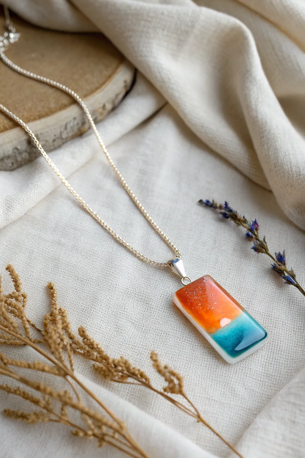 Capture the essence of a sunset with this beautifully crafted gradient necklace, perfect for adding a touch of warmth and elegance to any outfit.