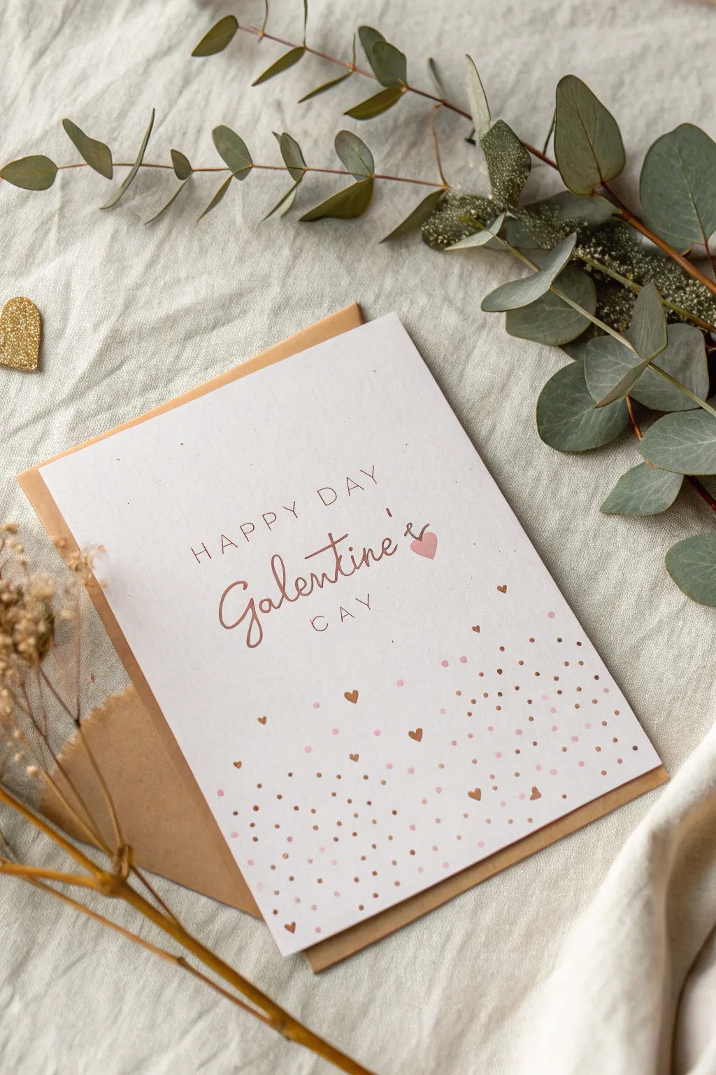 Add a sprinkle of sparkle this Galentine's Day with a minimalist card that glows with glam and natural beauty.