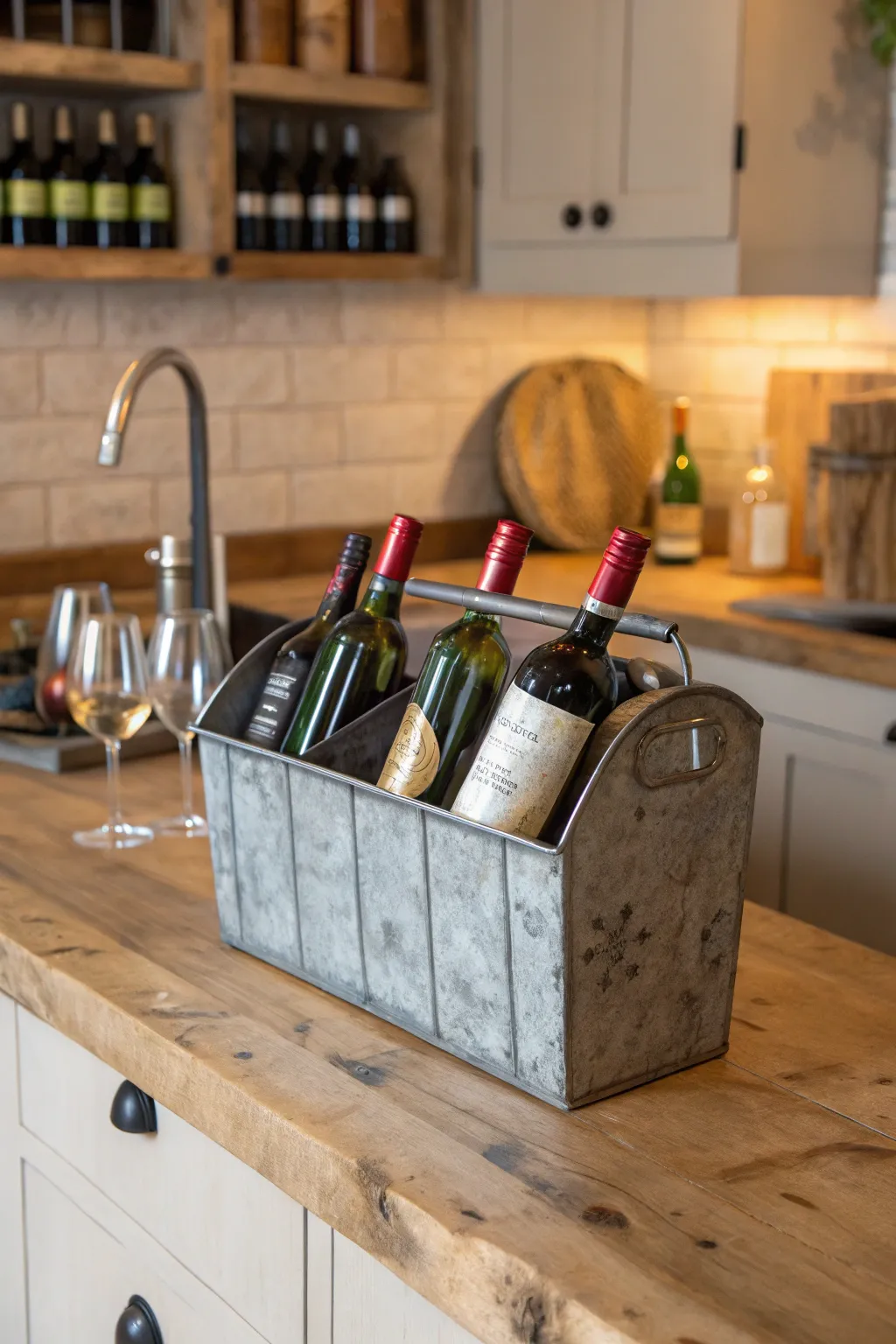 Display your wine in style with a galvanized holder.