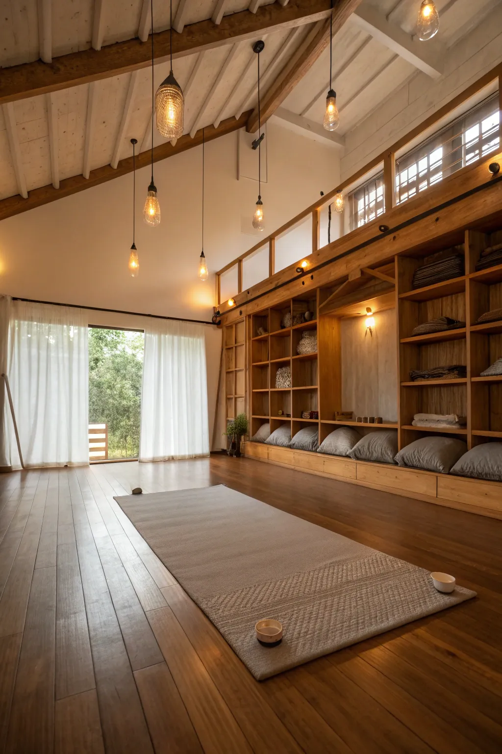 Transform your garage mezzanine into a peaceful oasis of relaxation with handcrafted elegance.