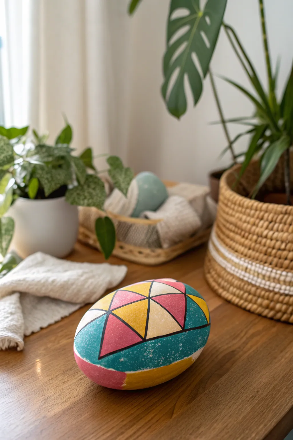 Transform your garden with modern elegance: Bold geometric rock art.