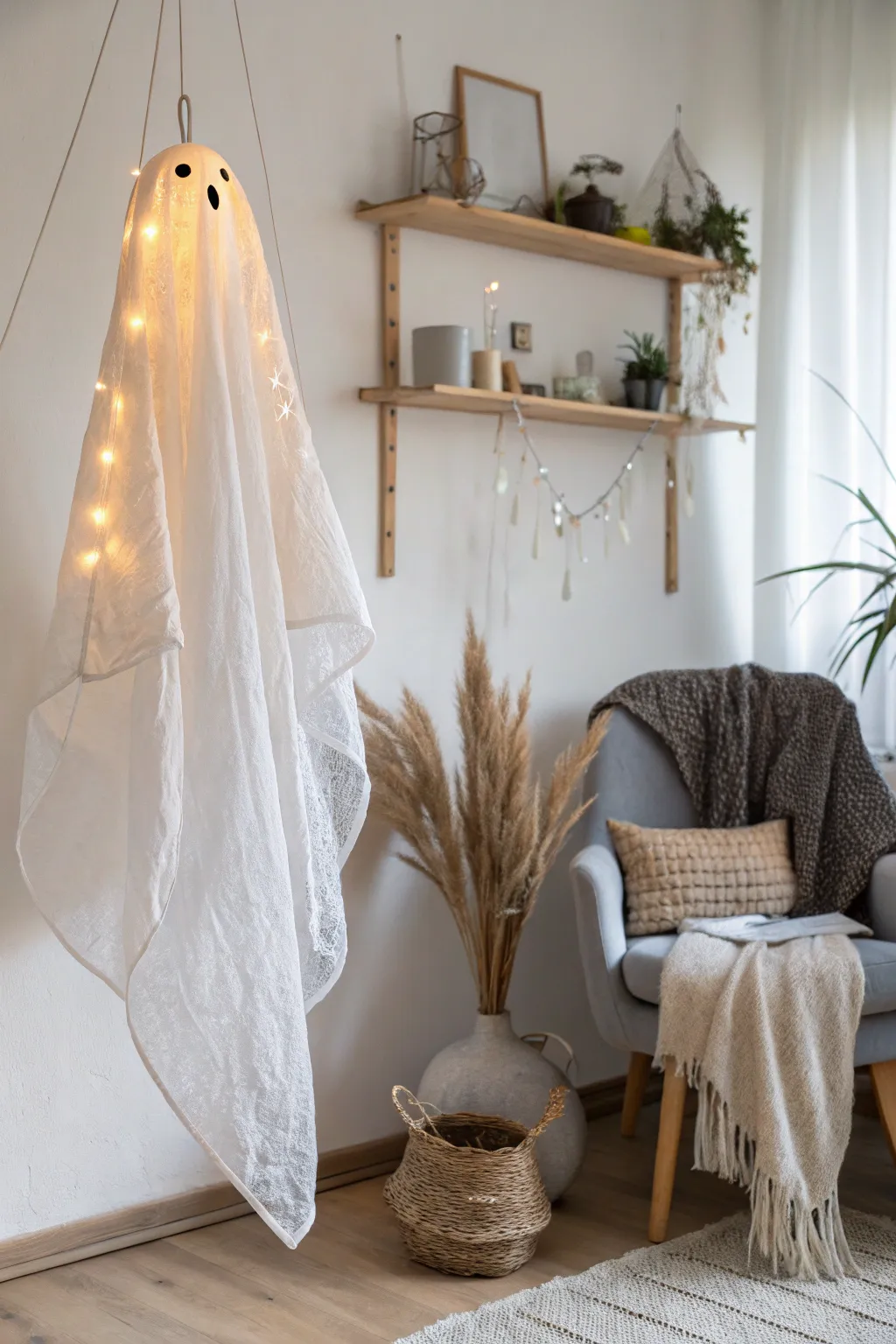 Illuminate your space with a touch of boho whimsy—glow-in-the-dark ghost crafts bring enchanting charm to minimalist decor.