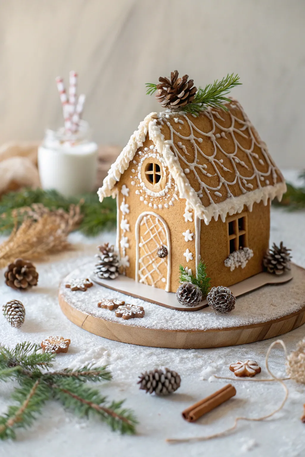 Bring the beauty of nature indoors with this enchanting gingerbread house design.