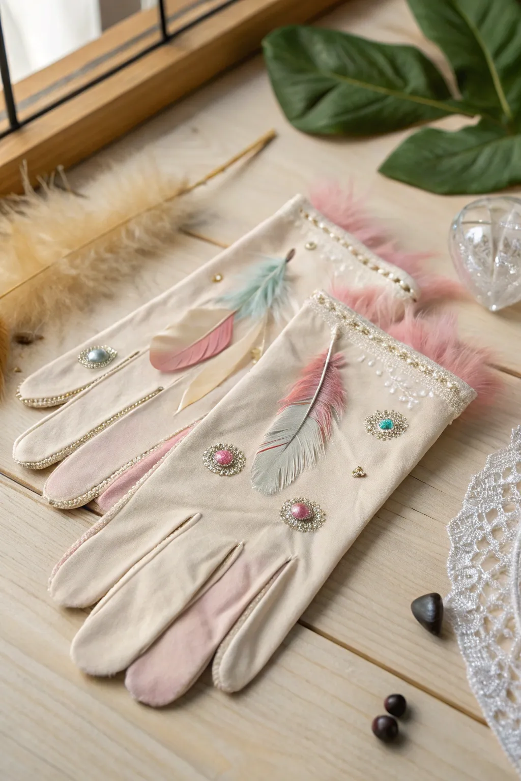 Transform your kitchen chores with elegantly adorned gloves—where practicality meets bohemian glamour.