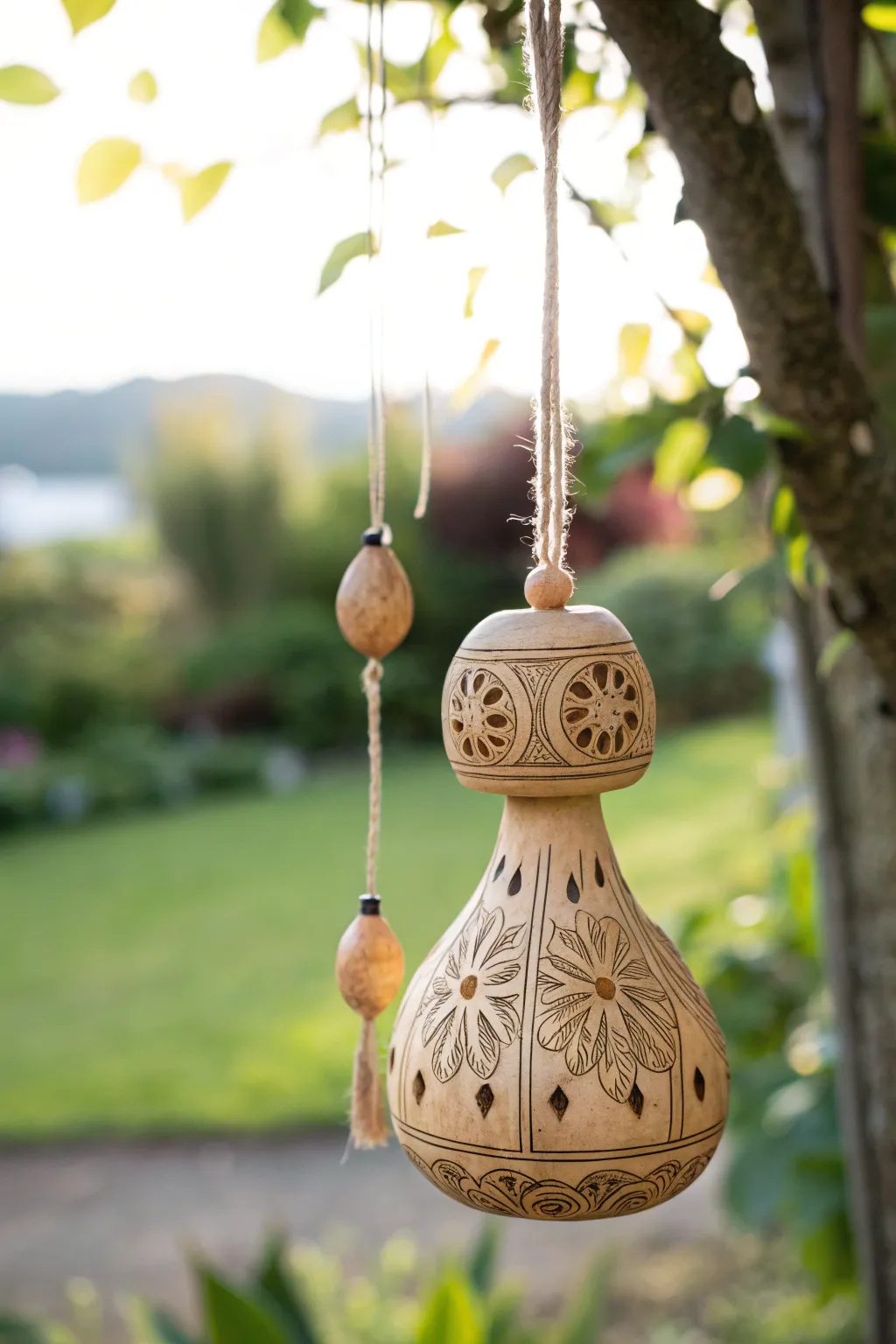 Embrace tranquility with handcrafted gourd wind chimes—where minimalist design meets natural elegance.