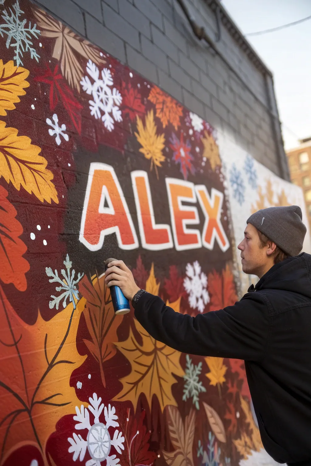 Transform your space with seasonal graffiti name art that's as dynamic as the changing seasons.