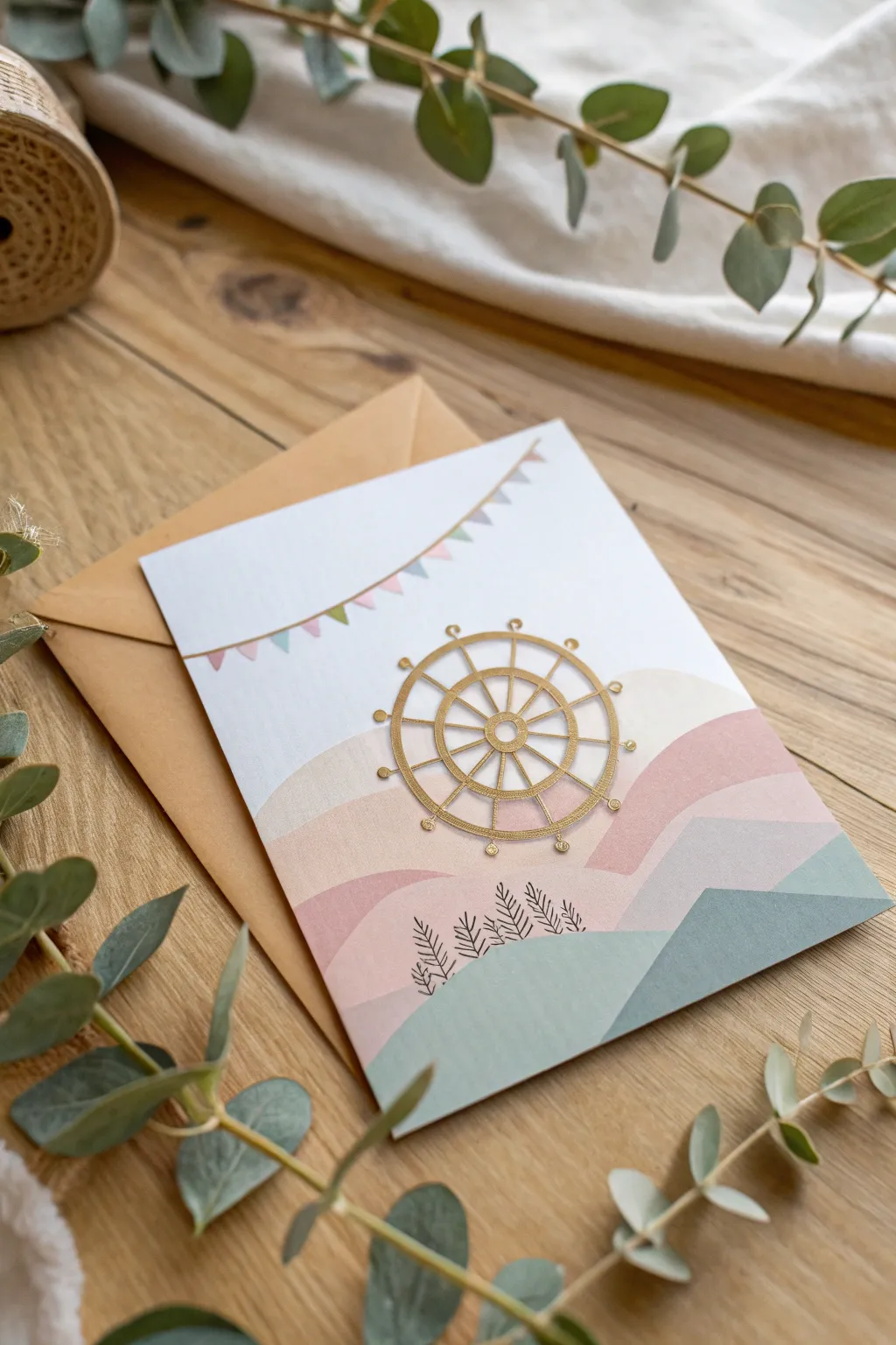 Spin into joy with this beautifully interactive greeting card that combines Scandinavian simplicity with Boho elegance.