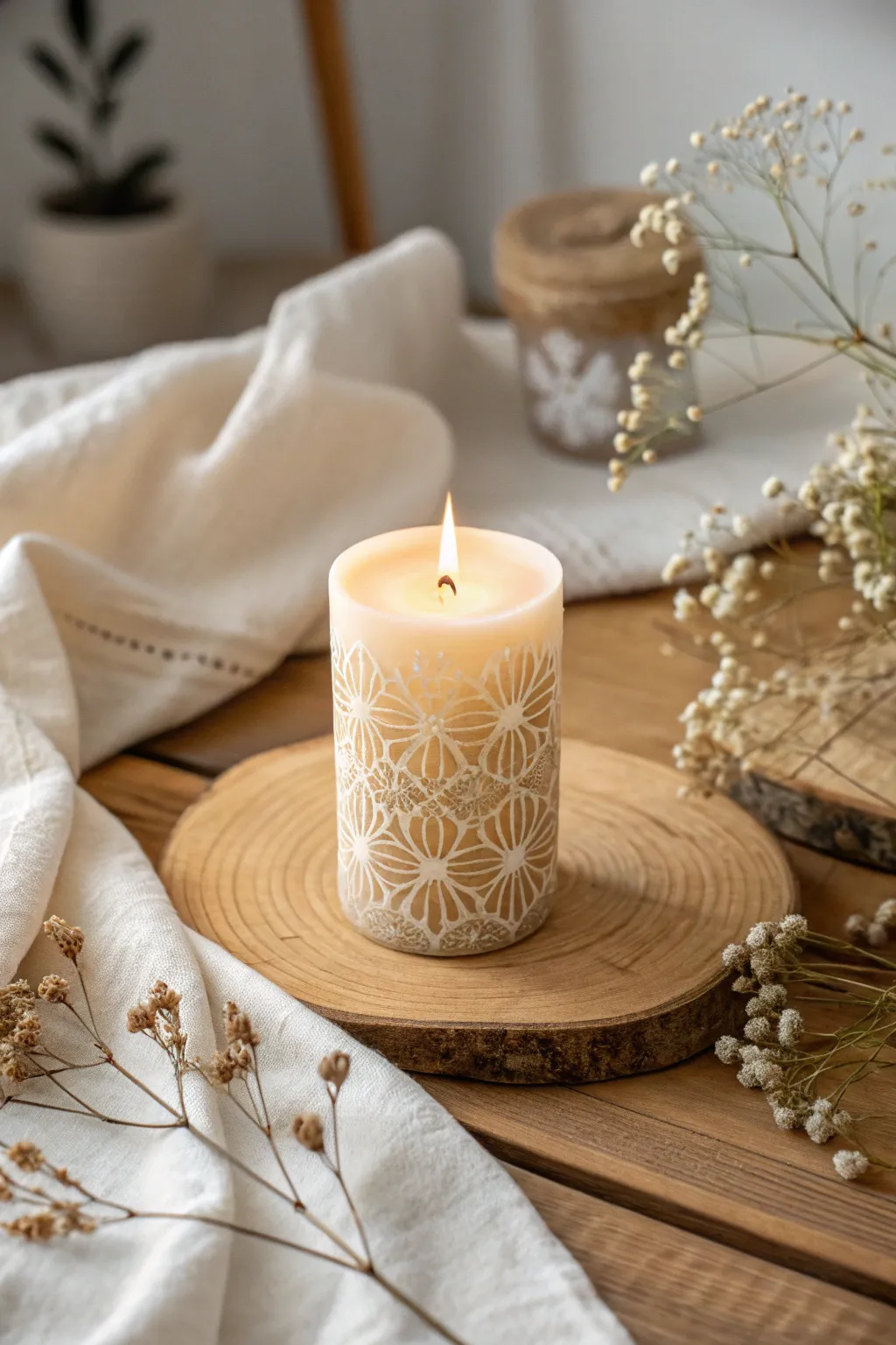 Illuminate your space with the warmth and charm of a handcrafted candle, where simplicity meets elegance.