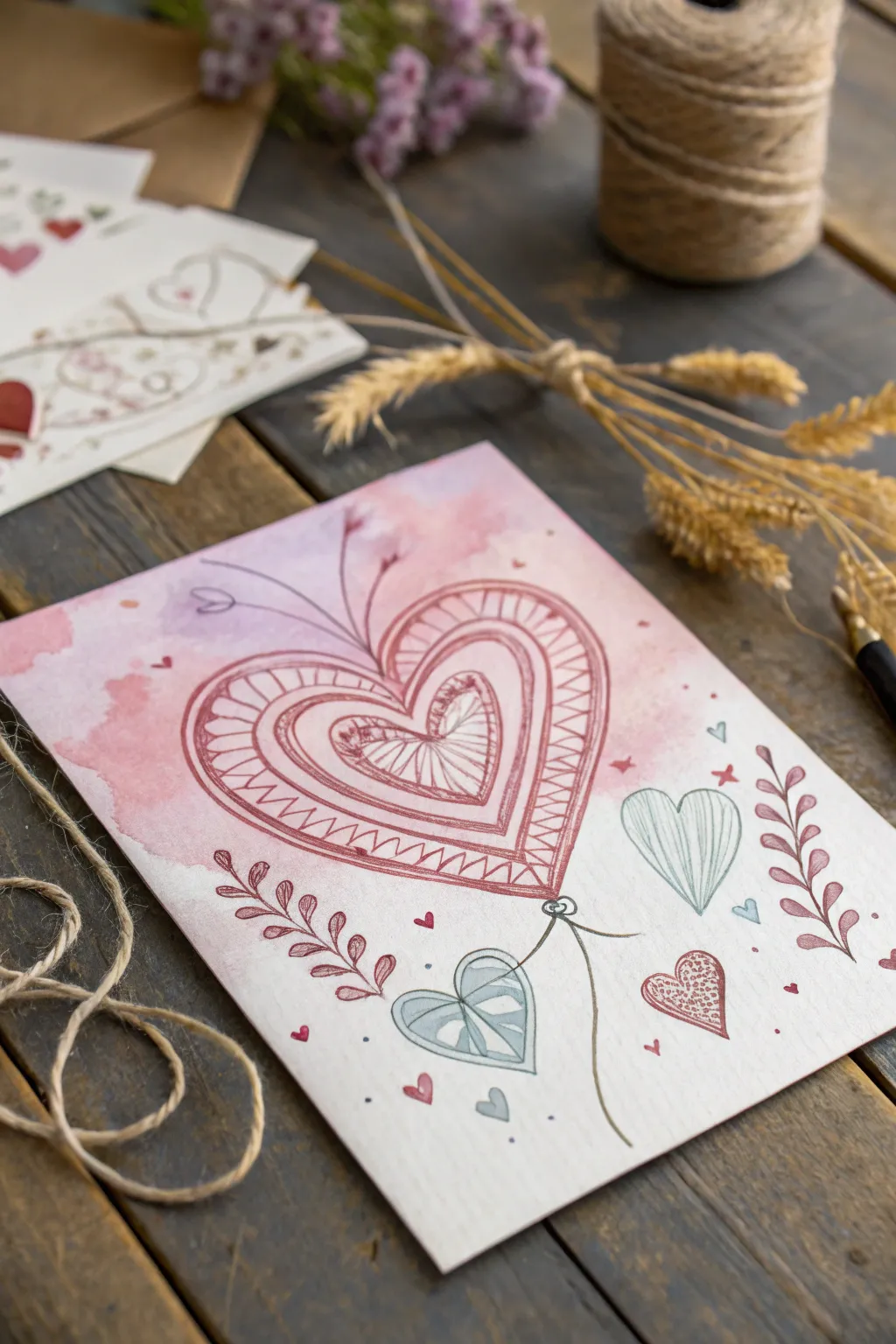 Craft your own love story with this mixed media Valentine's card, where artistry meets heartfelt expression.