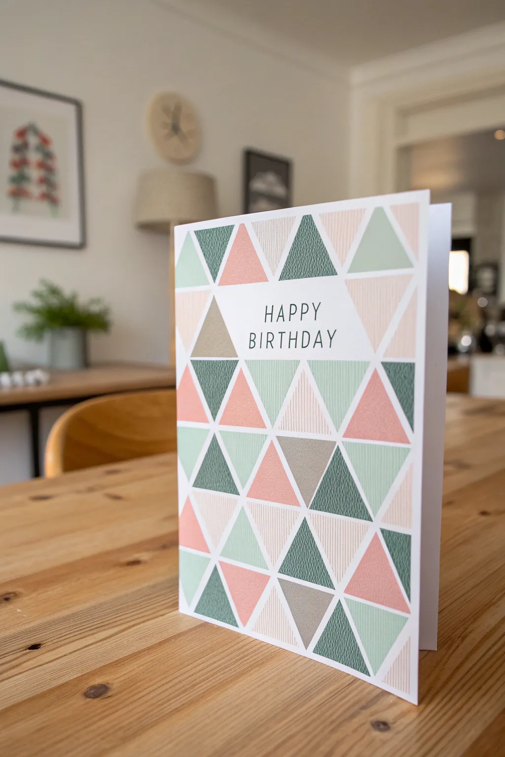 Celebrate with simplicity and style: A geometric birthday card masterpiece.