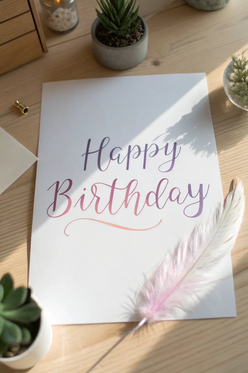 Celebrate with the art of ombre lettering: where colors dance across the page to wish a heartfelt 'Happy Birthday'.