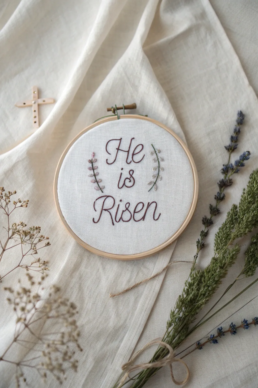 Embrace the elegance of simplicity with this charming cross-stitch resurrection piece.