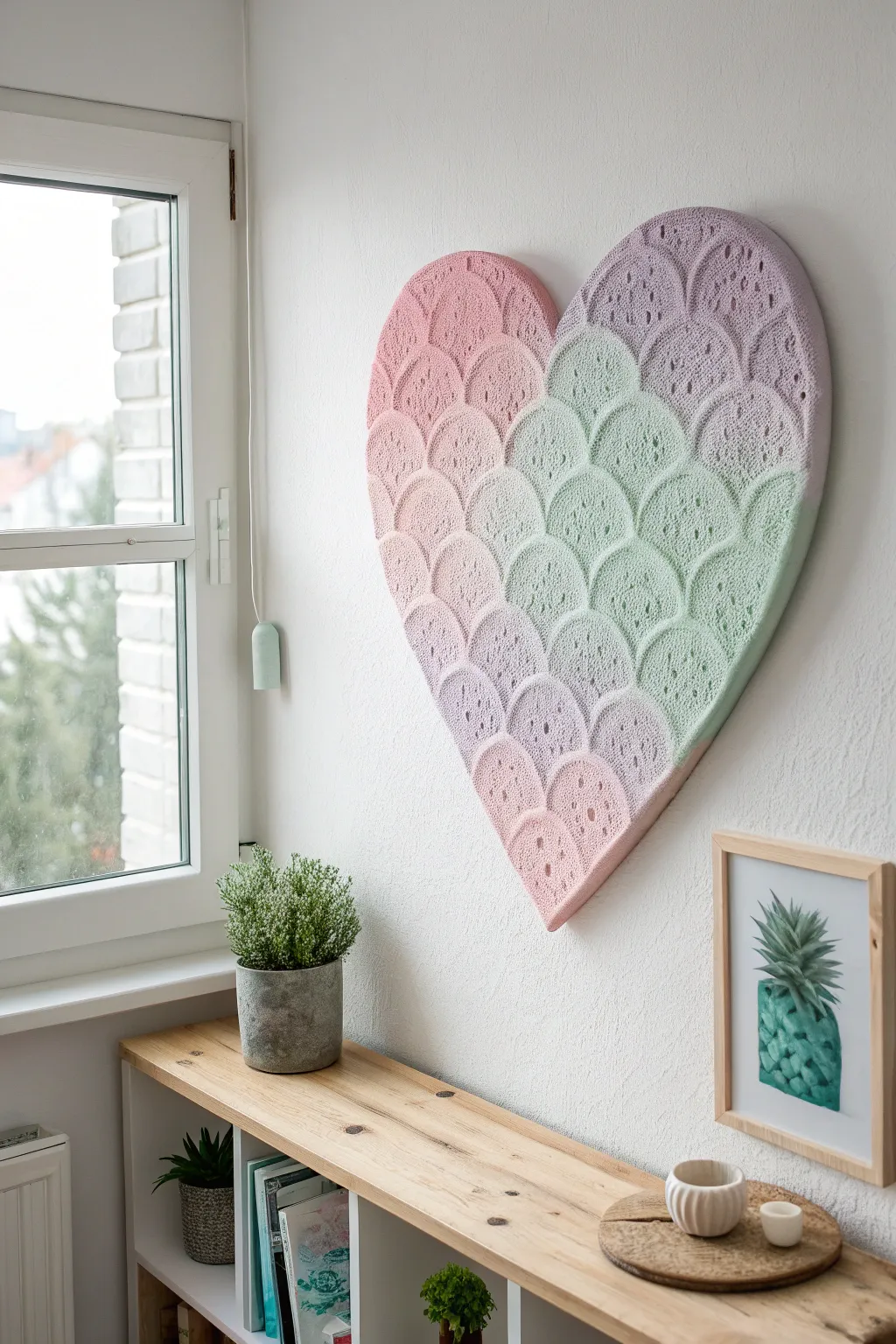 Embrace the art of texture with this easy sponge-painted heart canvas, perfect for adding a handcrafted touch to your minimalist decor.