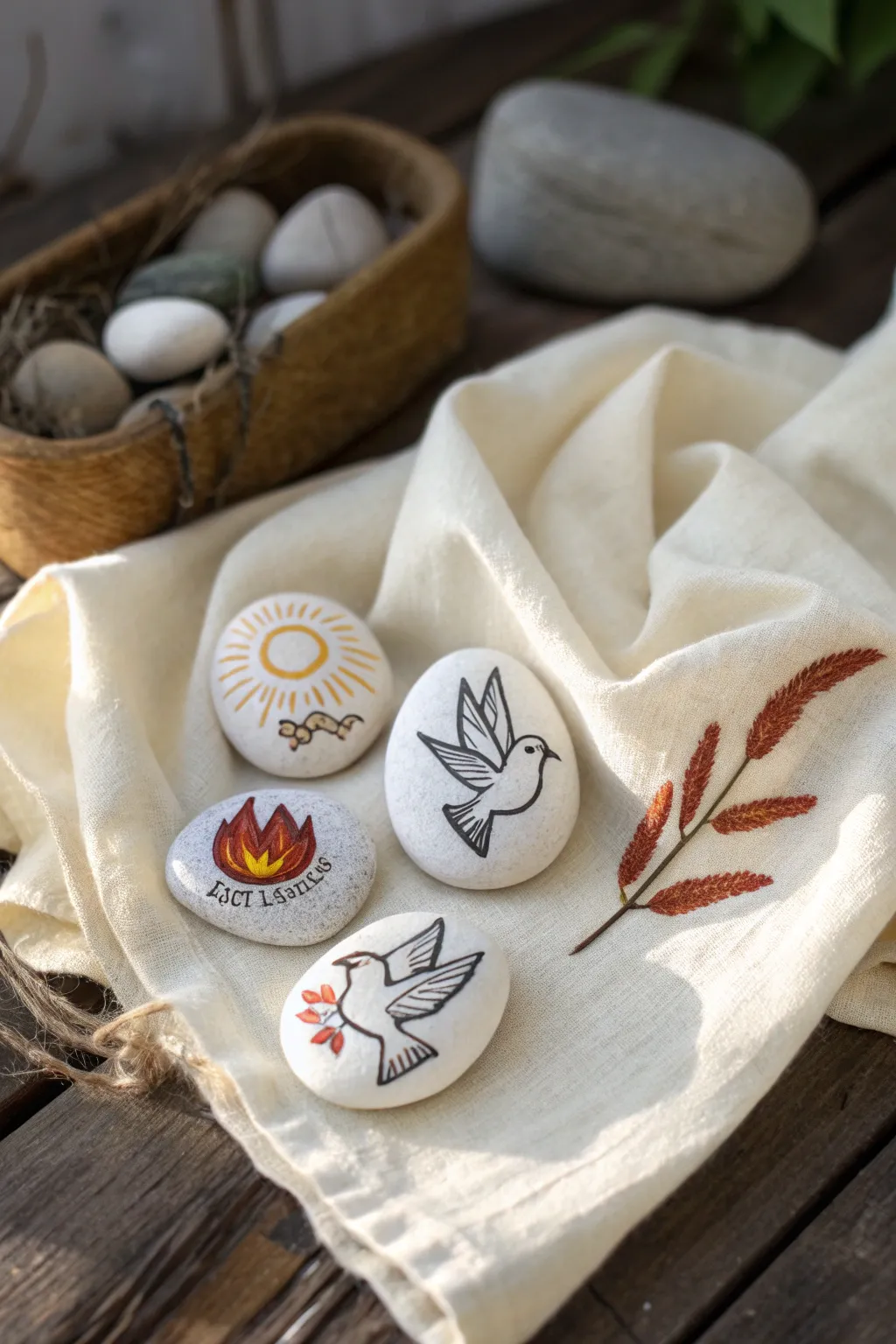 Discover serenity and inspiration with handcrafted Holy Spirit story stones.