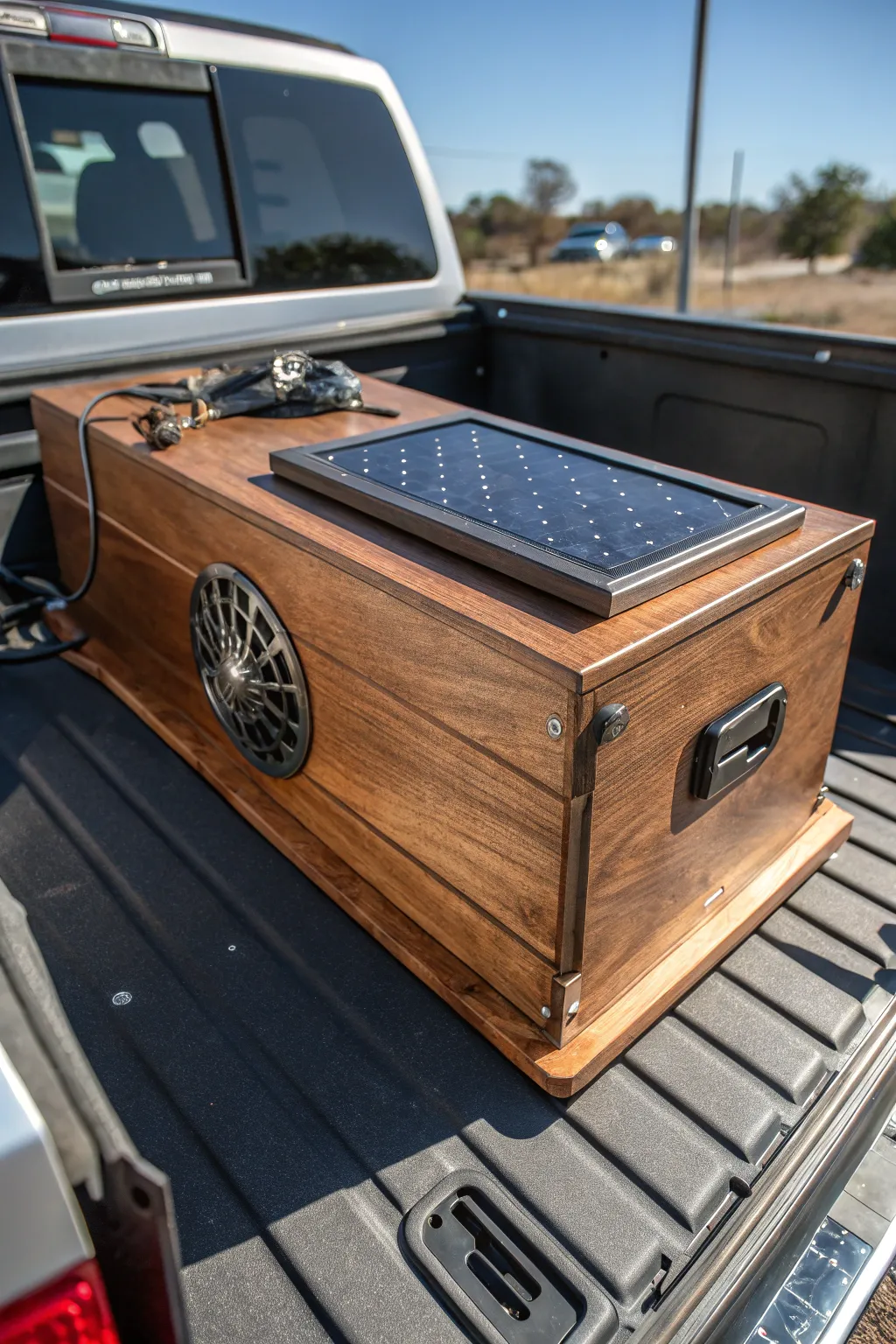 Stay cool on the road with this expertly crafted dog box featuring a solar-powered fan system—perfect for summer adventures.