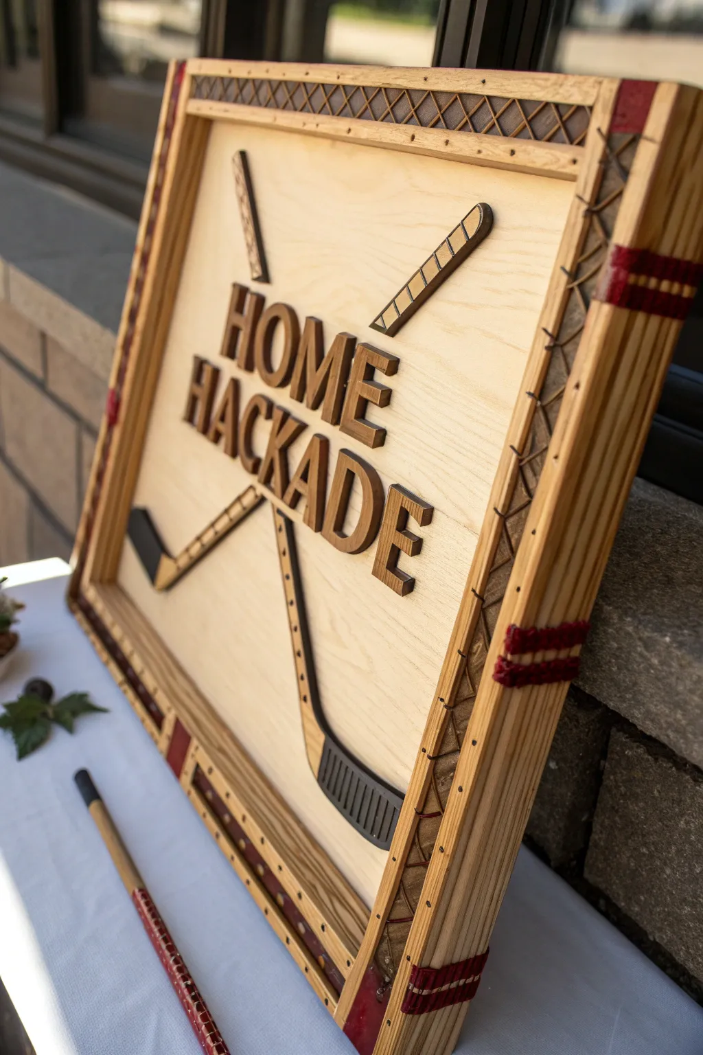 Craft Your Passion: A Unique Hockey Stick Frame for Your Game Day Sign.