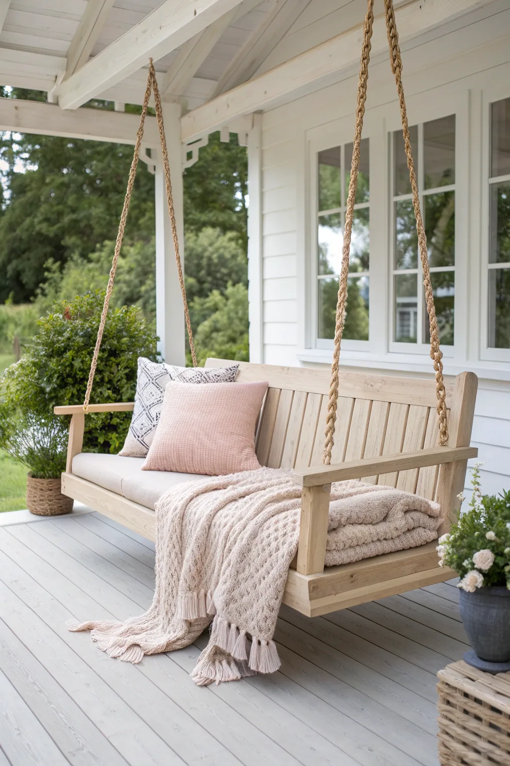 Embrace serene afternoons with this handcrafted DIY porch swing, where simplicity meets natural elegance.