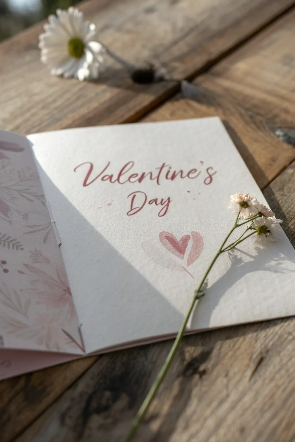 Express your love with a heartfelt, handwritten note in a handcrafted Valentine's card.
