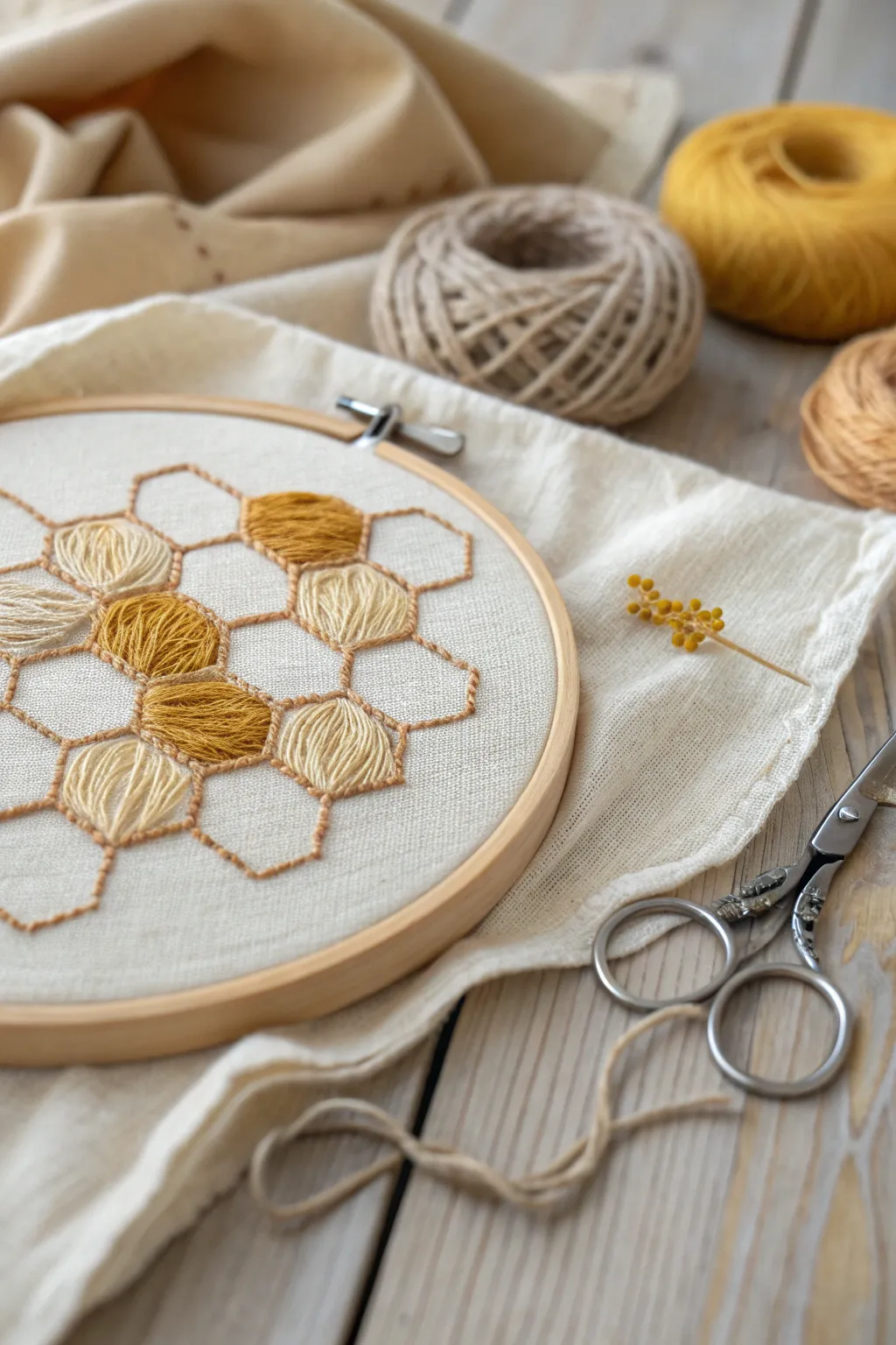 Craft your own serene sanctuary with honeycomb embroidery. Discover the art of simplicity and natural beauty.